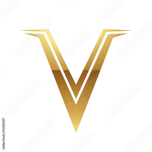 Golden Letter V Symbol on a White Background - Icon 2
