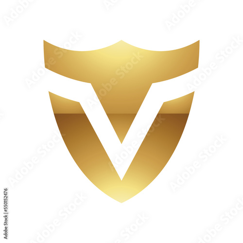 Golden Letter V Symbol on a White Background - Icon 6