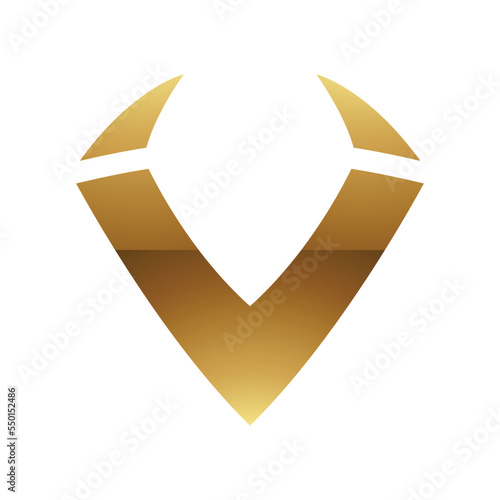 Golden Letter V Symbol on a White Background - Icon 8