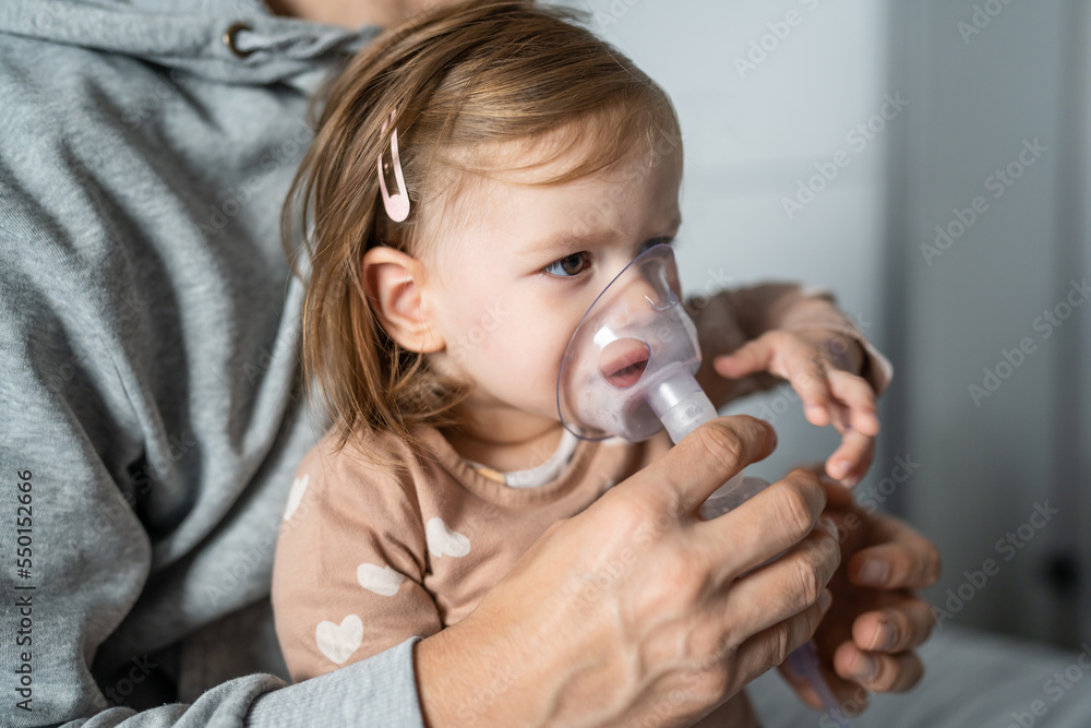 one child toddler girl using steam inhaler nebulizer at home one child toddler girl using steam inhaler nebulizer at home