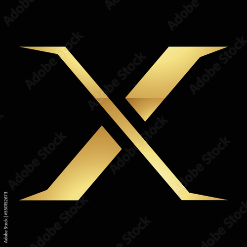 Golden Letter X Symbol on a Black Background - Icon 1