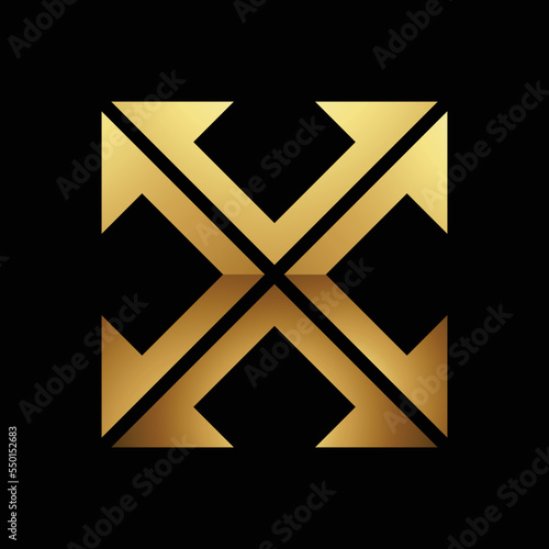 Golden Letter X Symbol on a Black Background - Icon 2