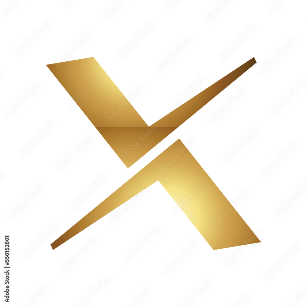 Golden Letter X Symbol on a White Background - Icon 4 Golden Letter X Symbol on a White Background - Icon 4