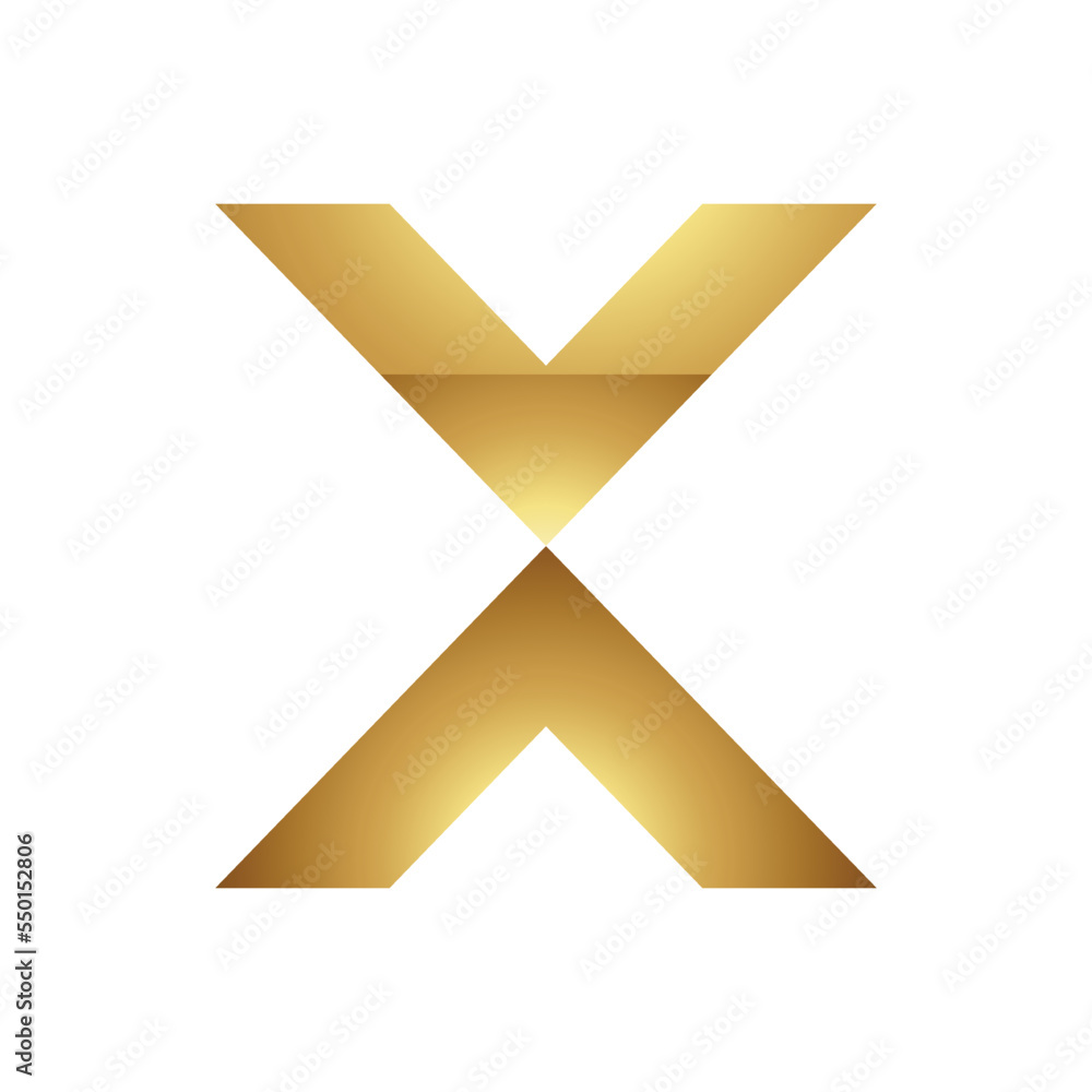 Golden Letter X Symbol on a White Background - Icon 6 Golden Letter X Symbol on a White Background - Icon 6