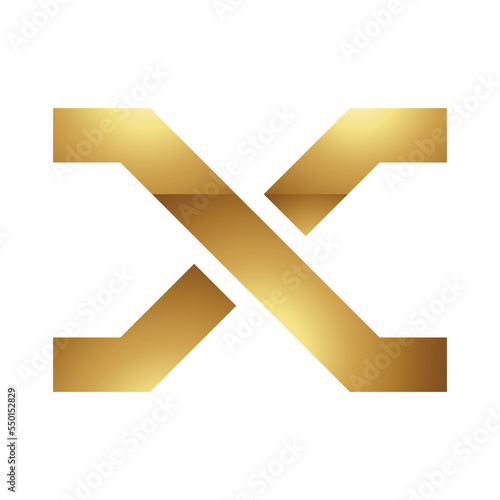 Golden Letter X Symbol on a White Background - Icon 8