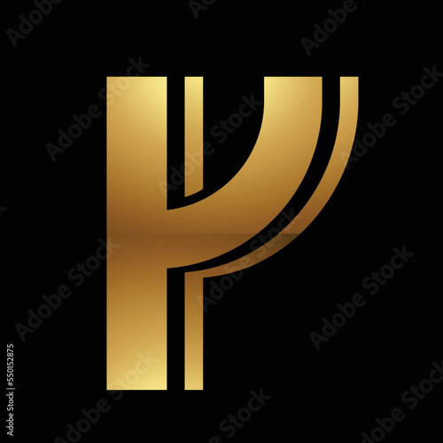 Golden Letter Y Symbol on a Black Background - Icon 2