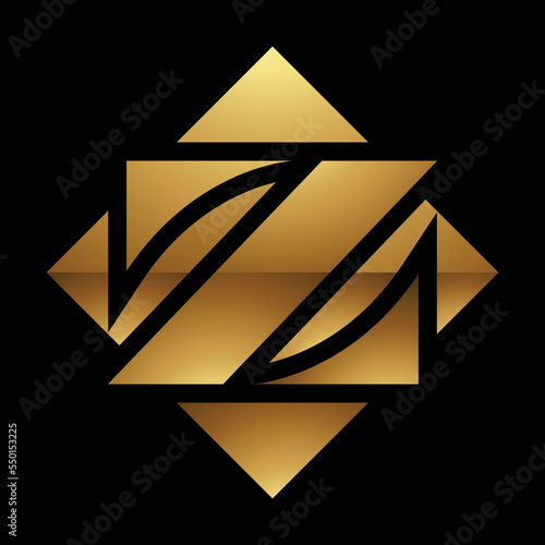 Golden Letter Z Symbol on a Black Background - Icon 8