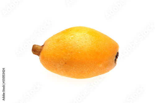 Close up view of some loquat fruit isolated on a white background