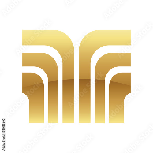 Golden Retro Stripes Icon on a White Background