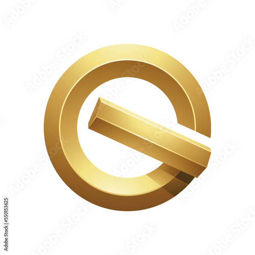 Golden Round Embossed Letter G on a White Background