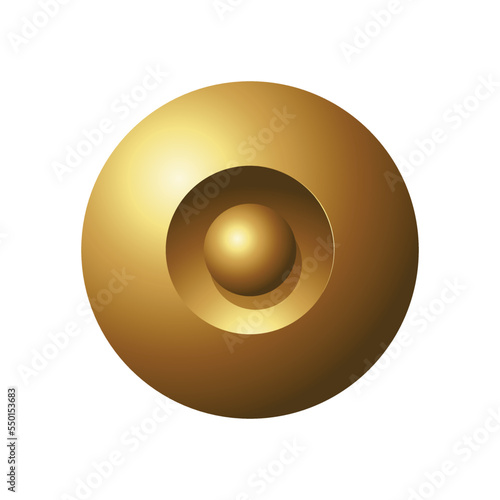 Golden Shiny Bold Spheres on a White Background