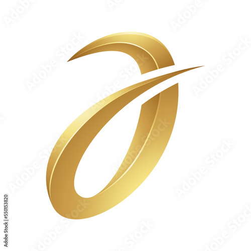 Golden Spiky Curvy Letter A on a White Background