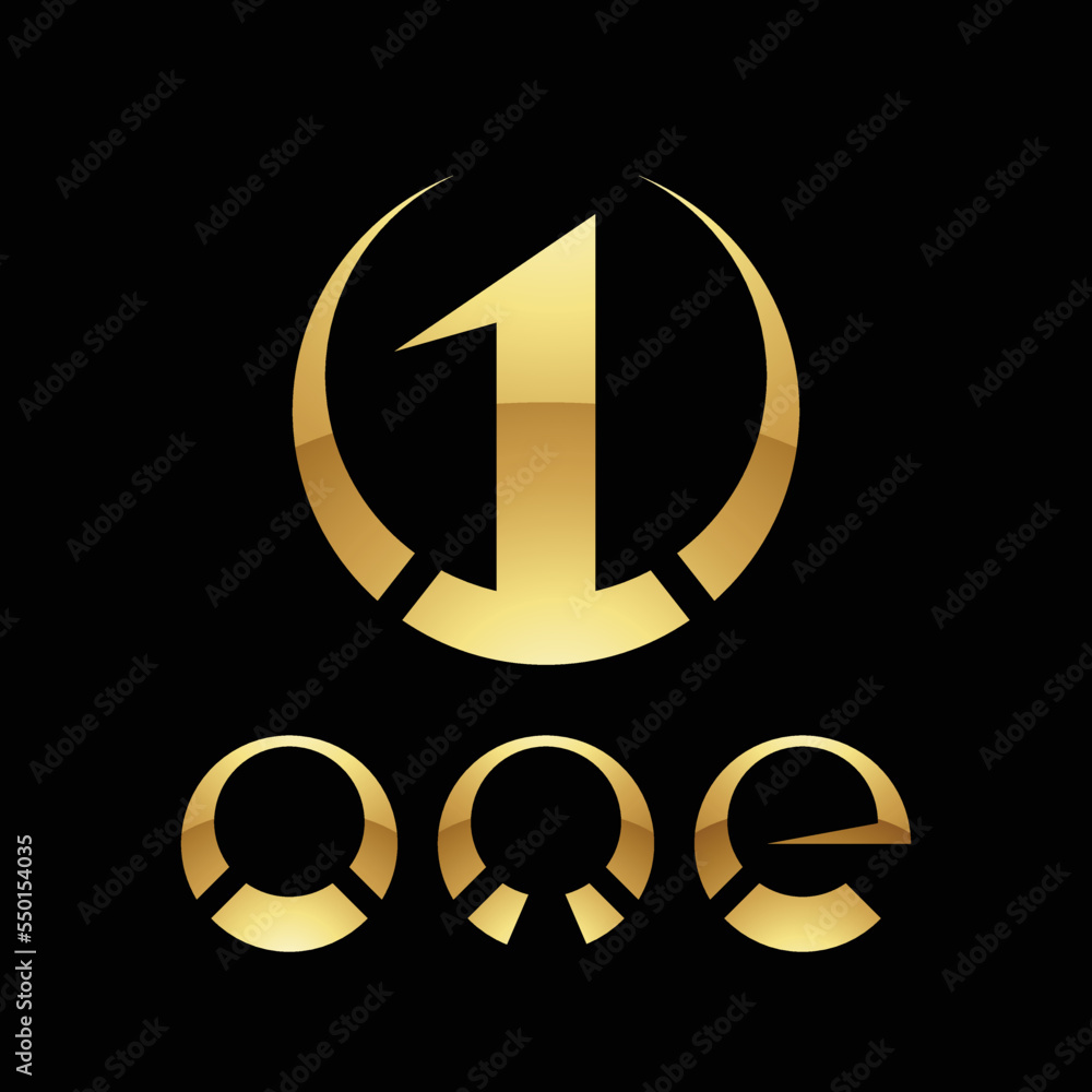 Golden Symbol for Number 1 on a Black Background - Icon 9 Golden Symbol for Number 1 on a Black Background - Icon 9