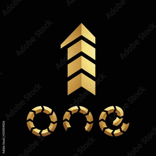 Golden Symbol for Number 1 on a Black Background - Icon 8