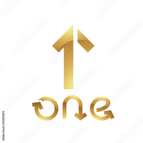 Golden Symbol for Number 1 on a White Background - Icon 3