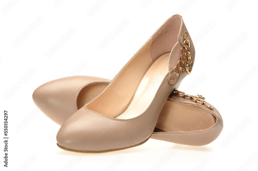 Naklejka premium Elegant high heel women shoe on the white