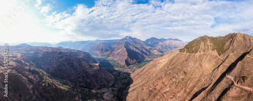 viewpoint into la valle sagrado close to urubamba in Peru beautiful panorama