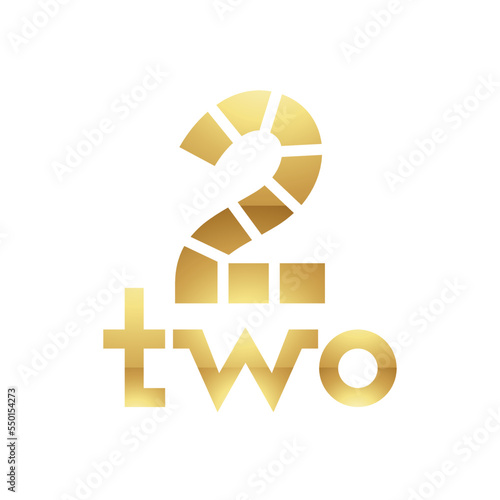 Golden Symbol for Number 2 on a White Background - Icon 2