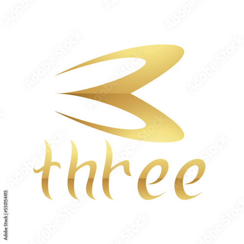 Golden Symbol for Number 3 on a White Background - Icon 1