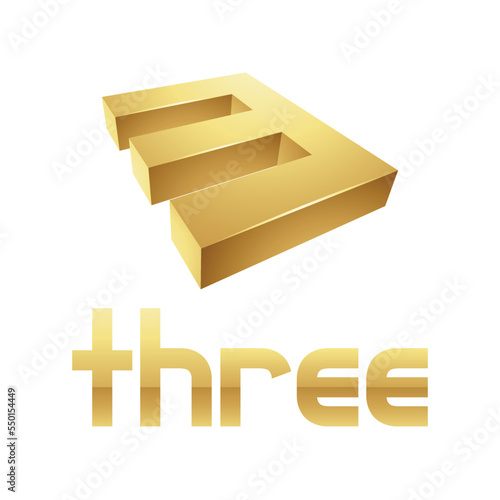 Golden Symbol for Number 3 on a White Background - Icon 4