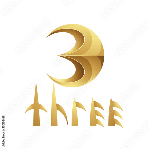 Golden Symbol for Number 3 on a White Background - Icon 5