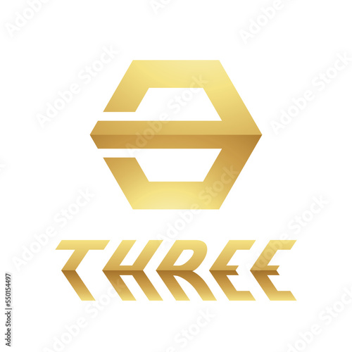 Golden Symbol for Number 3 on a White Background - Icon 7