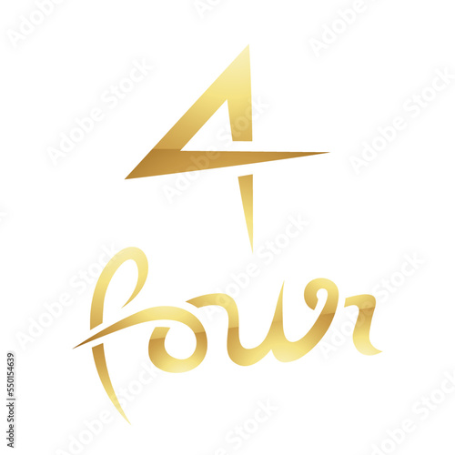 Golden Symbol for Number 4 on a White Background - Icon 3