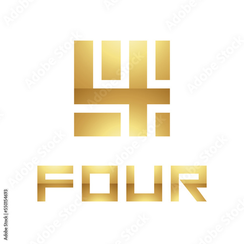 Golden Symbol for Number 4 on a White Background - Icon 6