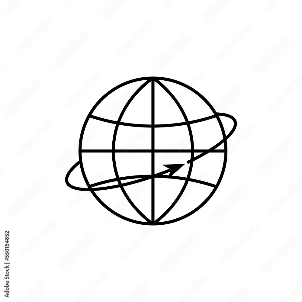 Earth icon arrow. Icon for site design. Internet communication. Online social network. Vector illustration. stock image. Earth icon arrow. Icon for site design. Internet communication. Online social network. Vector illustration. stock image.