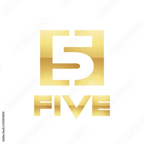Golden Symbol for Number 5 on a White Background - Icon 1