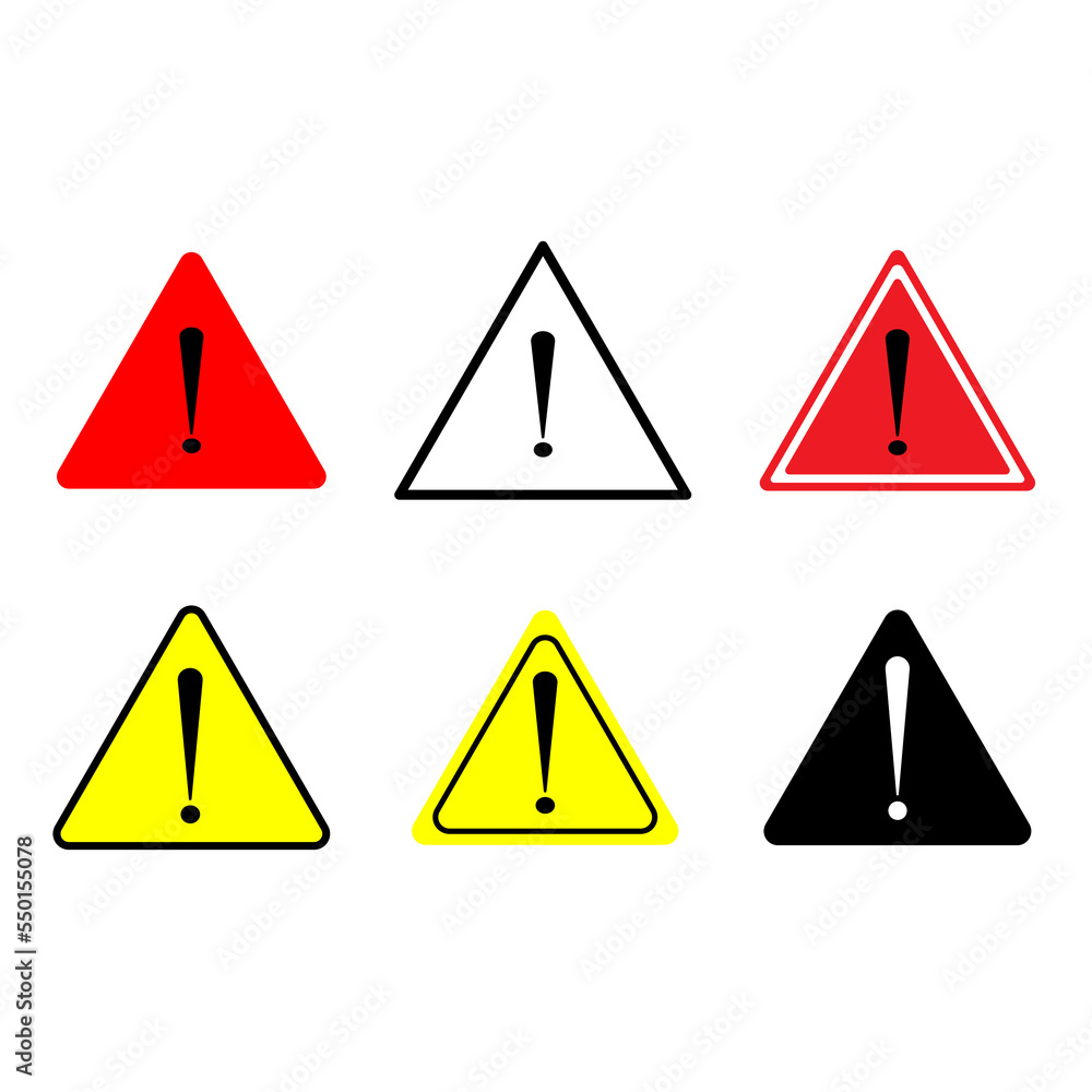 Triangles exclamation mark. Attention sign. Safety concept. Flat warning symbol. Vector illustration. stock image. Triangles exclamation mark. Attention sign. Safety concept. Flat warning symbol. Vector illustration. stock image.