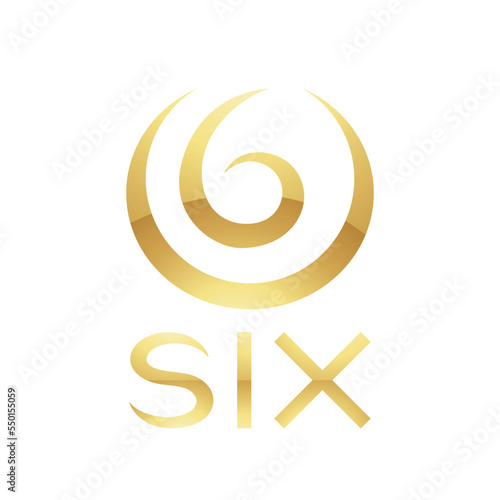 Golden Symbol for Number 6 on a White Background - Icon 1