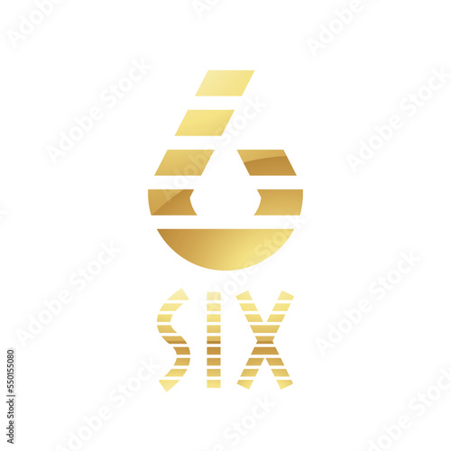 Golden Symbol for Number 6 on a White Background - Icon 2