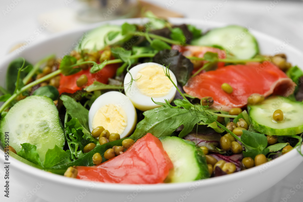 Bowl of salad with mung beans, closeup view Bowl of salad with mung beans, closeup view