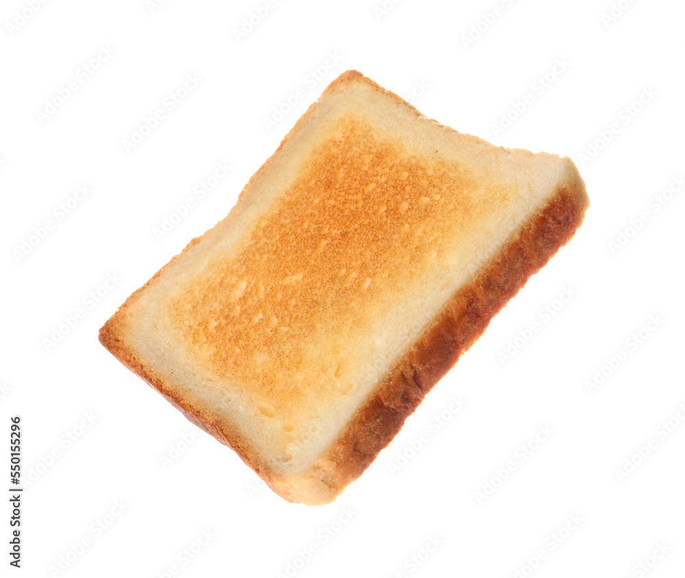 Slice of delicious toasted bread isolated on white Slice of delicious toasted bread isolated on white