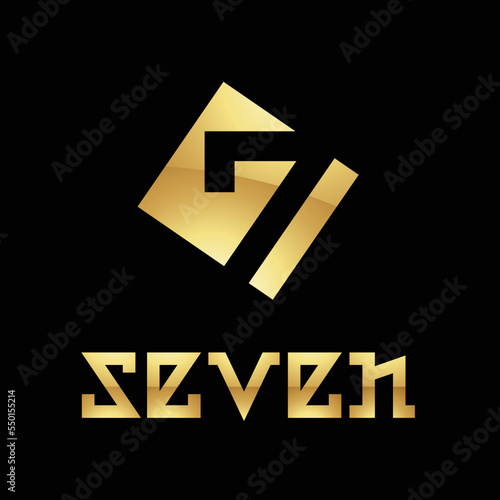 Golden Symbol for Number 7 on a Black Background - Icon 3