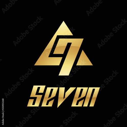 Golden Symbol for Number 7 on a Black Background - Icon 7