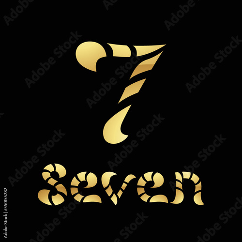 Golden Symbol for Number 7 on a Black Background - Icon 8