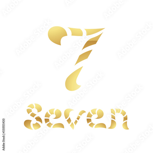 Golden Symbol for Number 7 on a White Background - Icon 8