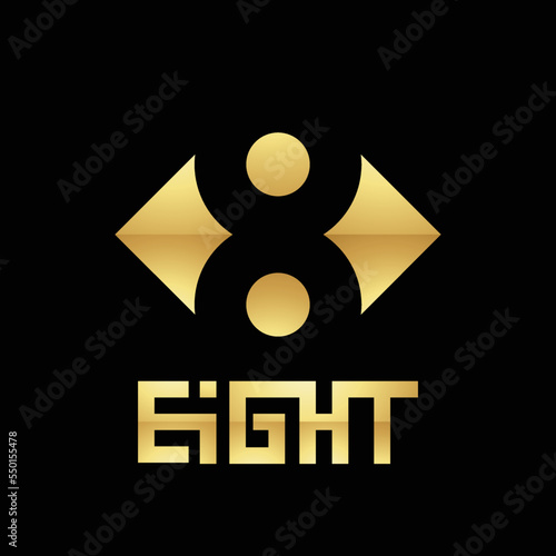 Golden Symbol for Number 8 on a Black Background - Icon 3