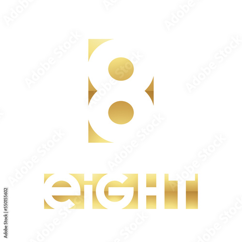 Golden Symbol for Number 8 on a White Background - Icon 8
