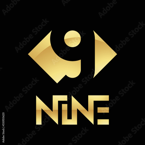 Golden Symbol for Number 9 on a Black Background - Icon 1