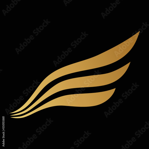 Golden Wing Icon on a Black Background