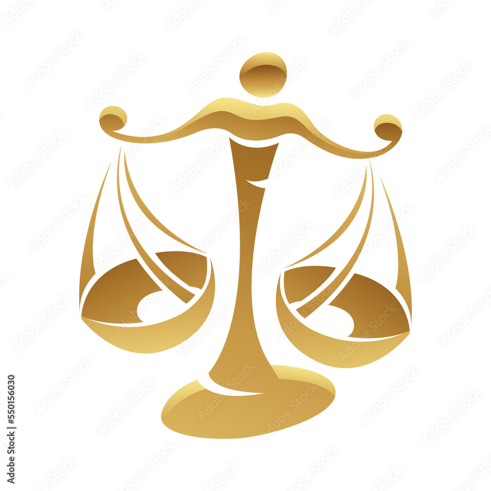 Golden Zodiac Sign Libra on a White Background Golden Zodiac Sign Libra on a White Background