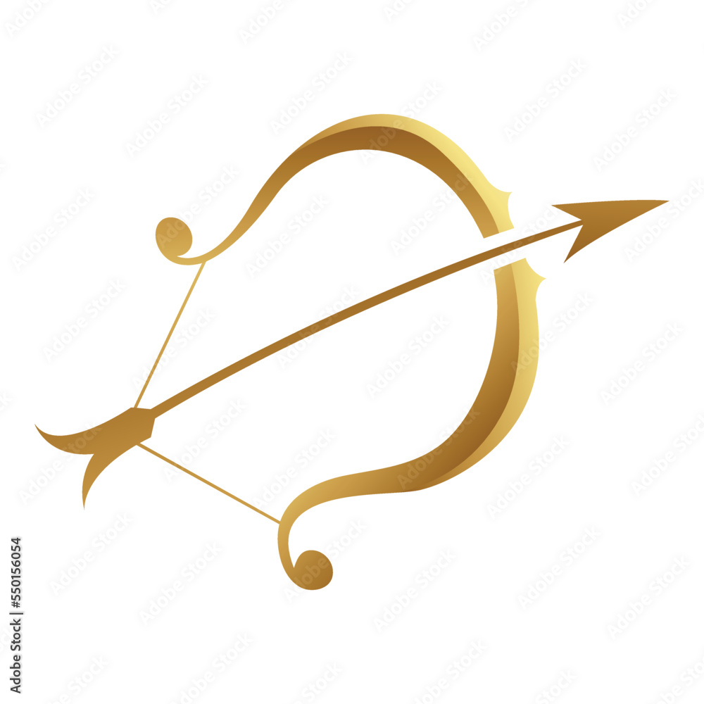 Golden Zodiac Sign Sagittarius on a White Background