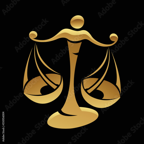 Golden Zodiac Sign Libra on a Black Background