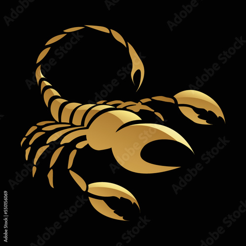 Golden Zodiac Sign Scorpio on a Black Background