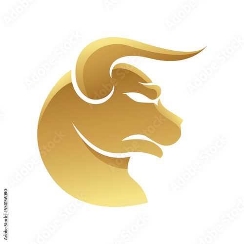 Golden Zodiac Sign Taurus on a White Background