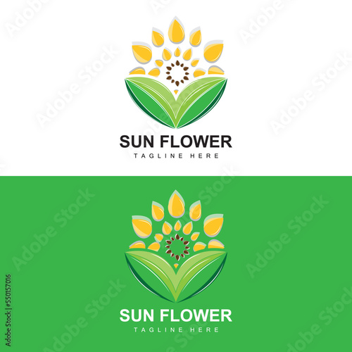 Sunflower Logo Design, Ornamental Plant Garden Plant Icon Vector, Company Product Brand