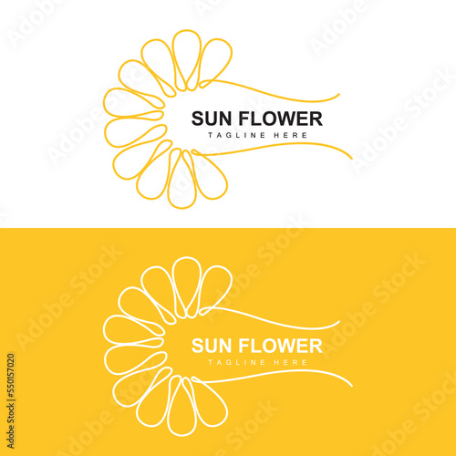 Sunflower Logo Design, Ornamental Plant Garden Plant Icon Vector, Company Product Brand